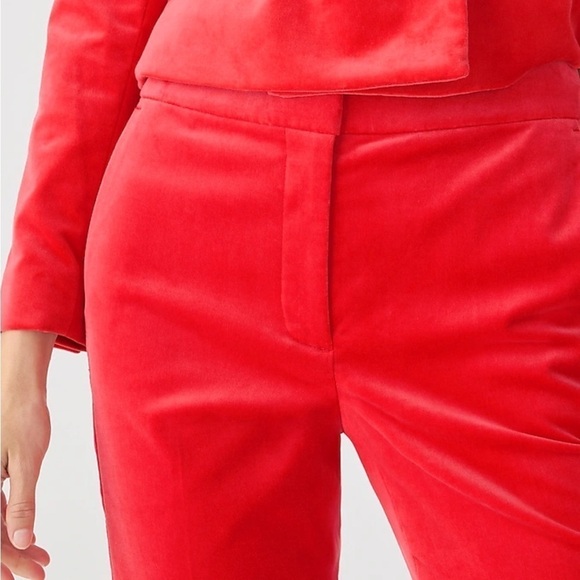 J crew festival red Kate straight-leg pant in stretch velvet - Picture 2 of 6
